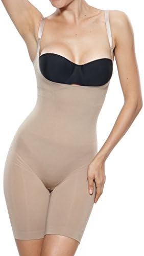 Fay Fay Women Full Open Bust Shapewear Tummy Slim Thigh Bodysuit Black
