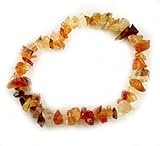 Promotion *(Buy 2 Get 1 Free) 1 Natural Healing Crystal Fire Agate Chip Gemstone 7 Inch Stretch Bracelet