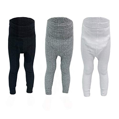 NovForth 3 Pack Girl's Boys Footless Legging Tight Baby Toddler Flared Lace Trim Bootcut Footless Knitted Stockings Pant Sock for Girls (Grey,White,Black,Toddler(12-24 Months)) - Thumbnail 7