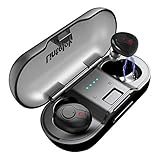 Lintelek Wireless Earbuds, Deep Bass True Wireless Stereo Earphones, Instant Pairing Noise Canceling Headsets with Built-in Mic, 20H Music Time with Portable Charging Case Wireless Headphones (Black)