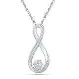 Sterling Silver White Round Diamond Fashion Pendant (0.03Cttw)