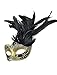 Awlsyj Women's Feather Masquerade Mask Venetian Halloween Mardi Gras Costumes Party Ball Prom Mask (Black)