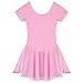 Arshiner Girls Ballet Leotard with Chiffon Tutu Skirt Dance Wear Short Sleeve Toddler Ballerina Outfit Dress Pink