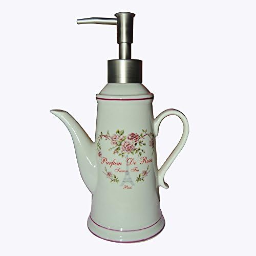 Foreverceramic Ceramic Paris Eiffel Tower Rose Teapot Soap Lotion Perfume Dispenser Pump Bottle