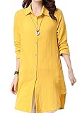 Hole Tide Women's Solid Color Cotton and Linen Long Sleeves Blouse