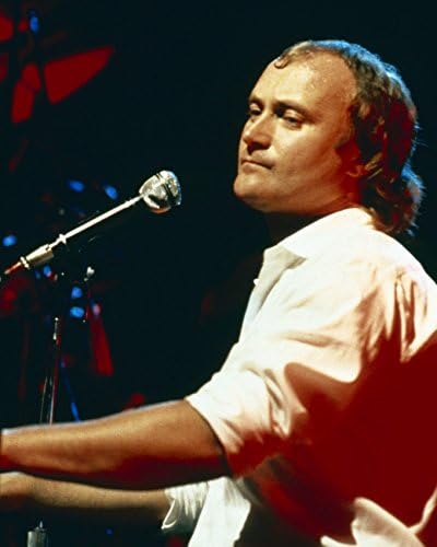Photographs - Phil Collins in concert seated at piano in shirtsleeves playing 11x14 Photo