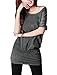 Allegra K Women Rhinestone Decor Scoop Neck Batwing Sleeves Tunic Top