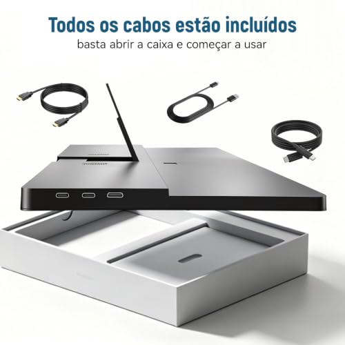Monitor Portatil para Notebook 15.6" FHD IPS Ultra Fino 1080P com HDR e FreeSync USB-C/HDMI Zero Latência - Tela Portátil para Notebook com Filtro de Luz Azul,pare Viagens, Casa, Trabalho e Jogos