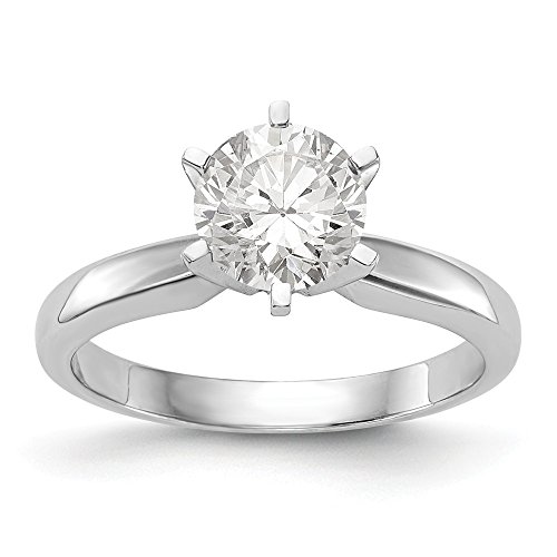 Size 6 Solid 14k White Gold 1.25ct. Medium-Wt Pointed-Shoulder 6-Prong Ring Mountin (2mm)