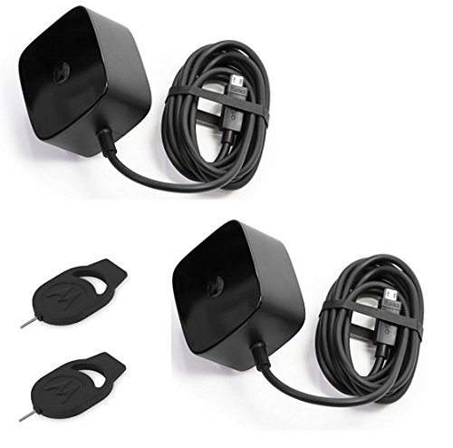 (2x Pack) Official Motorola TurboPower 25W Wall/Travel Charger W/Moto SIM Ejector- For Motorola Droid Turbo 2 Maxx II