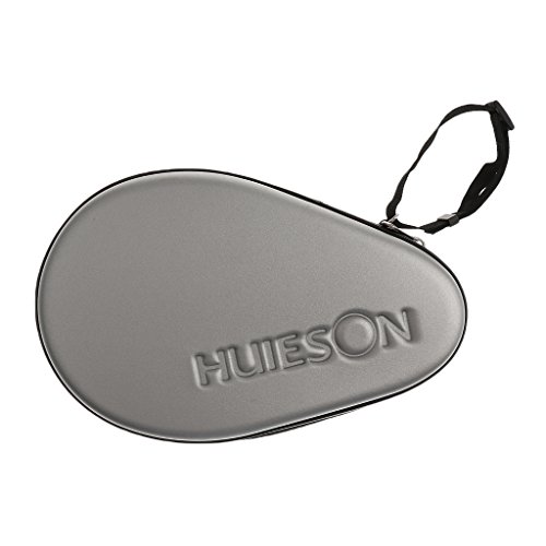 MonkeyJack Waterproof Material Table Tennis Racket Hard Case Ping Pong Bat Bag Cover Hold 2 Paddles Silver Dark Blue - Silver