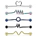 Ruifan 5PCS Industrial Barbell Earring Stainless Steel 14 Gauge Cartilage Earring Body Piercing 1 1/2 Inch(38mm)- Coil, Wave, Twister, Spiral,Heart(Mix Color 1#)