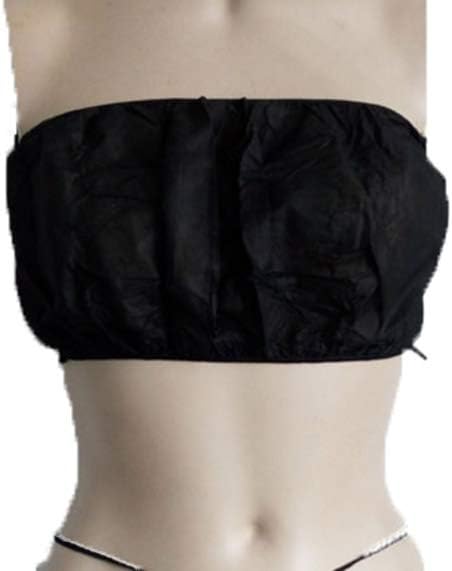 Etgu Disposable Bras,Disposable Spa Salon Top Tie Straps Bra Bras 1 Size- Pack of 50(Black)