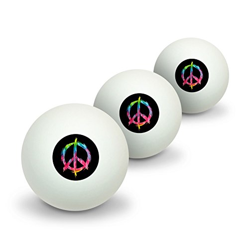 Graphics and More Tie Dye Peace Sign Novelty Table Tennis Ping Pong Ball 3 Pack