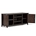 SIMPLIHOME Bedford SOLID WOOD Universal TV Media Stand, 53.9 inch Wide, Living Room Entertainment Center, Storage Cabinet with Glass Doors, for Flat Screen TVs up to 60 inches in Dark Tobacco Brown