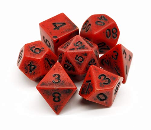 HD Dice DND RPG Red Retro Dice Set Fit Dungeons and Dragons(D&D) Pathfinder Role Playing Games Ancient Acrylic Dice