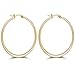 Areke Stainless Steel Hammered Large Hoop Earrings for Women - Round Teardrop Huggie Loops 4 Pairs Sets Style 4Pairs-50mm