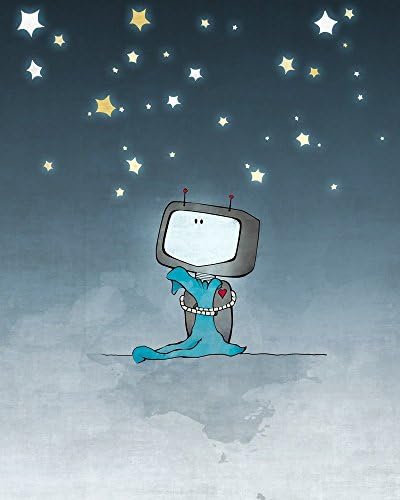 Robot Nursery Print - Blanket and Starry Night