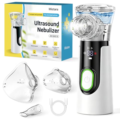 Portable Nebuliser Machine for Adults - Silent Nebuliser for Kids, Rechargeable Nebulizer Machine for Adults, Self-Cleaning Nebulizer With 2 Masks & Mouthpiece, Portable Nebulisers For Home & Travel