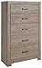 Signature Design by Ashley Culverbach Modern 5 Drawer Chest of Drawers, Grayish Brown