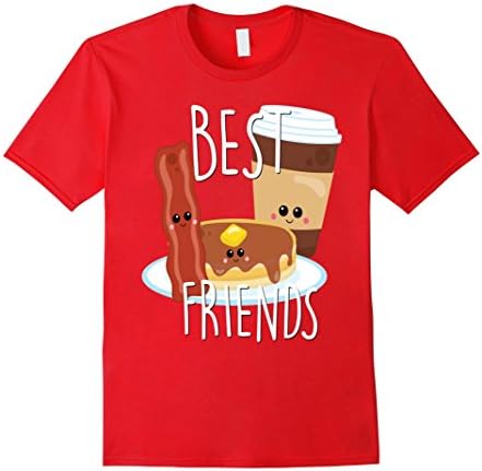 Men's Bestie Shirt Cute Food BFF Best Friend Pancakes Bacon Coffee Large Red