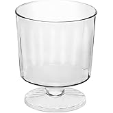 Party Essentials Disposable Plastic 2-Ounce Mini Stemware Glasses, for Wine Tastings, Small Portions, Food Samples, Condiments, Sauces, 40-Count, Clear