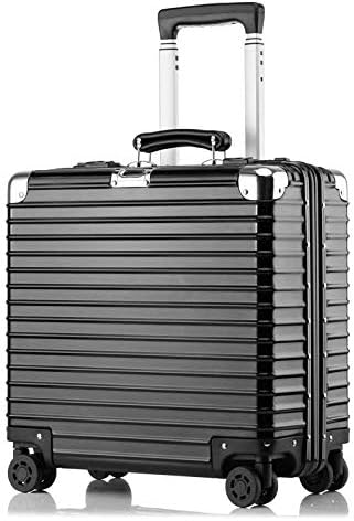 18 Inch All Aluminum Magnesium Alloy Trolley Case Universal Wheel Suitcase Business Boarding Case Password Luggage Aluminum Bag Black 18 Inch