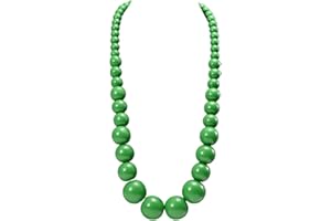 CAIYAO Colorful Natural Wood Round Beaded Strand Necklaces Bohemian Retro Multicolor Bib Big Round Bead Chunky Necklace Ethnic Costume Statement for Women Men Unisex Fashion Wedding Jewelry Gifts