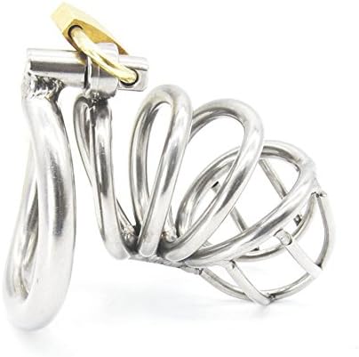 Gaogoo Stainless Steel Male Chasti-ty Device Long Style with Ring, Cage length 60mm with 3 Size Rings W2-60