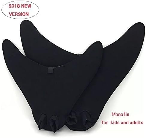 GOALUKK Mermaid Tails with Monofin for Swimming,Training Diving Fins Swim Fins for Kids and Adults(Black) (Small-fit for kids(17.718.512.2in))