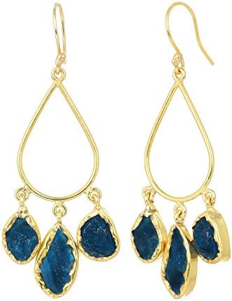 Blue Petals Soft Dangle & Drop Earrings in Uncut Druzy Stone for Women & Girls