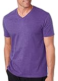 Gildan Men's Softstyle Preshrunk V-Neck T-Shirt, Heather Purple, Medium
