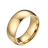 8mm Domed Tungsten Carbide Wedding Band Rings For Men Polished Beveled Edge Comfort Fit Size 5-13