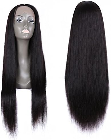 Yaweida 7A Grade Brazilian Virgin Human Hair Geless Full Lace Wigs luFor Black Women Full Lace Straight Wig with Baby Hair (Natural Color 18 Inch)