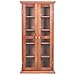 Tangkula Multimedia DVD/CD Storage Cabinet, Wooden Media Storage Cabinet, Multi-Functional Home Furniture Media Storage Tower with Tempered Glass Door, Brown