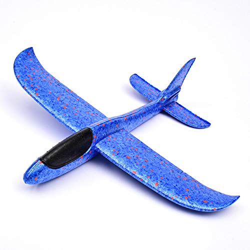 Xelue FF 2 Pcs 48 cm Durable Foam Airplane Aircraft Glider Toys Model Planes Manual Throwing Multiple Modes (Blue & Green)