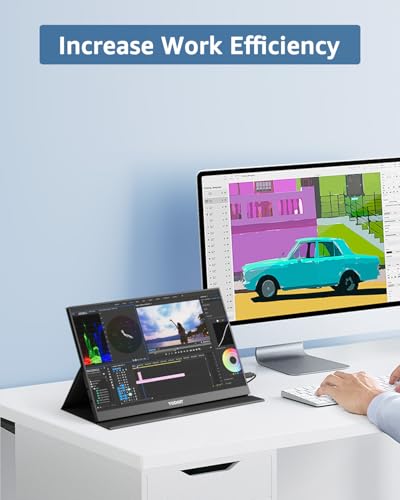 Yodoit Portable Monitor 15.6", FHD 1080P Screen IPS 1920×1080 100% SRGB Display with Type C USB Port and Speakers with Smart Cover, Compatible with PC, Laptop, MacBook, Xbox