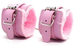 TENGRIAH Leather Black Pink Ankle Strap Wrist Cuff Fitness Leg Exercise Adjustable Locking Ankle Bracelet Kit Cosplay Cuff Accessories