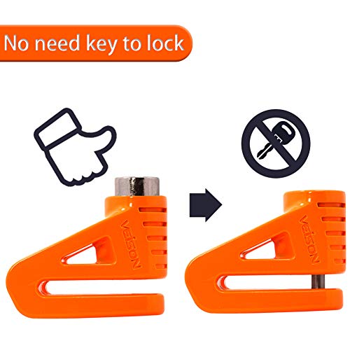 Acekit Disc Lock For Motorcycle and Bicycle With 6mm Lock Pin And Remind Cable Heavy Duty Body No Key To Lock-Orange - Thumbnail 3