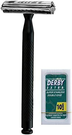 Stainless Steel Safety Razor - Men's Shaving Razor - Comes with 10 Double Edge Blades and Carry Case - Double Edge Safety Razor - Premium Safety Razor Set