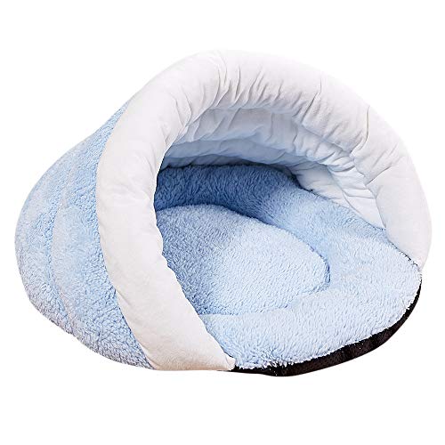 Cat Sleeping Bag, Inkach Tent Bed Liner for Small Dogs Comfy Cave Pet House Soft Fleece Tunnel Winter Warm Nest Cover (M, Light Blue)