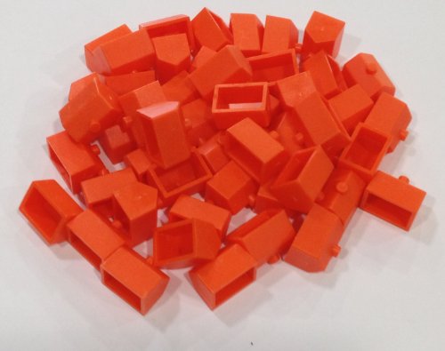 Plastic Hotels: Orange Color Monopoly Replacement Hotel (Colored Miniature Town & City Buildings, Board Game Playing Pieces)