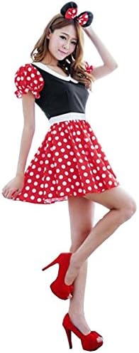 Amazon Qcos キューコス ハロウィン ミニー コスプレ ドット かわいい ミニーマウス 風 ワンピース 衣装 Qcosオリジナルキズフェイクシール付き コスプレ 仮装 通販
