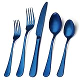 Matte Blue Silverware Set, Satin Finish 20-Piece