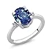 Gem Stone King 3.04 Cttw 925 Sterling Silver Millennium Blue Mystic Quartz and White Topaz Engagement Ring For Women | Oval 10X8MM | Gemstone Birthstone | Available in Size 5,6,7,8,9