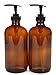 Vivaplex, 2, Large, 16 oz, Empty, Amber Glass Bottles with Black Lotion Pumps
