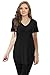 Womens Basic Modal V Neck, Round Neck Cap Sleeve Made in USA Long T Shirt Top Black