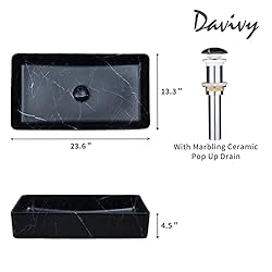 Davivy 23.6'' x 13.3'' Nordic Marbling Matte Black