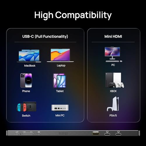 ARZOPA 2.5K Monitor portátil 16» 2560x1600 HDR Kickstand Display,8bit QHD USB-C HDMI Monitor portátil, 16:10 IPS Eye Care Segunda Pantalla Externa para Mac PC Teléfono PS4/5 Xbox - Z1RC