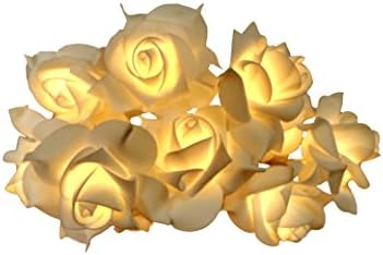 Hzenya Fairy Light 7cm large White Rose string light garland,10 Warm White LEDs, 5.8 feet,Battery Operated (white)